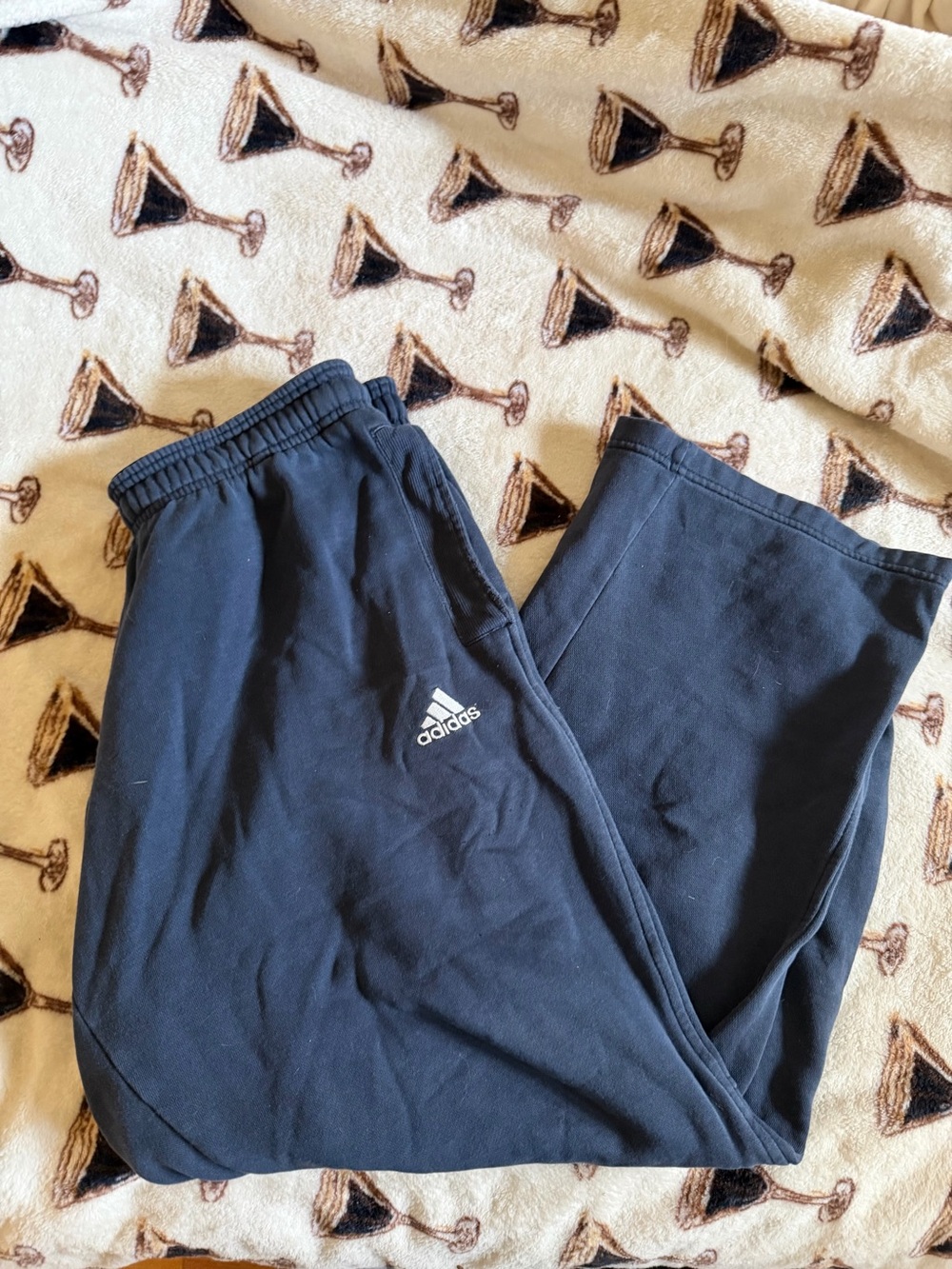 Adidas Men’s Navy Blue Sweatpants with White Logo